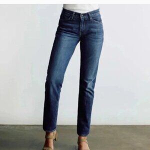 Imogene + Willie Mid-Rise Straight Jeans Imogene Cut Dark Wash Raw Hem  Size 27